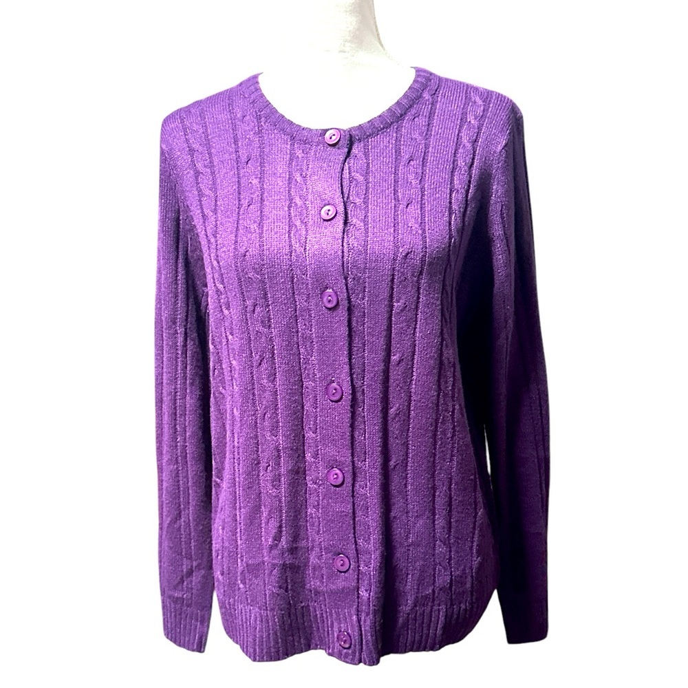 Turtle Bay Soft Boutique Purple Cable Knit Sweater